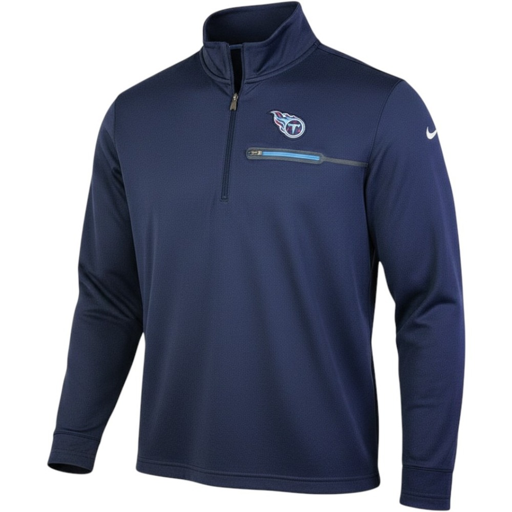 Nike Tennessee Titans NFL Dri-FIT Quarter Zip Pullover Navy Blue Mens Medium